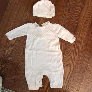 Pink cotton one piece with matching hat